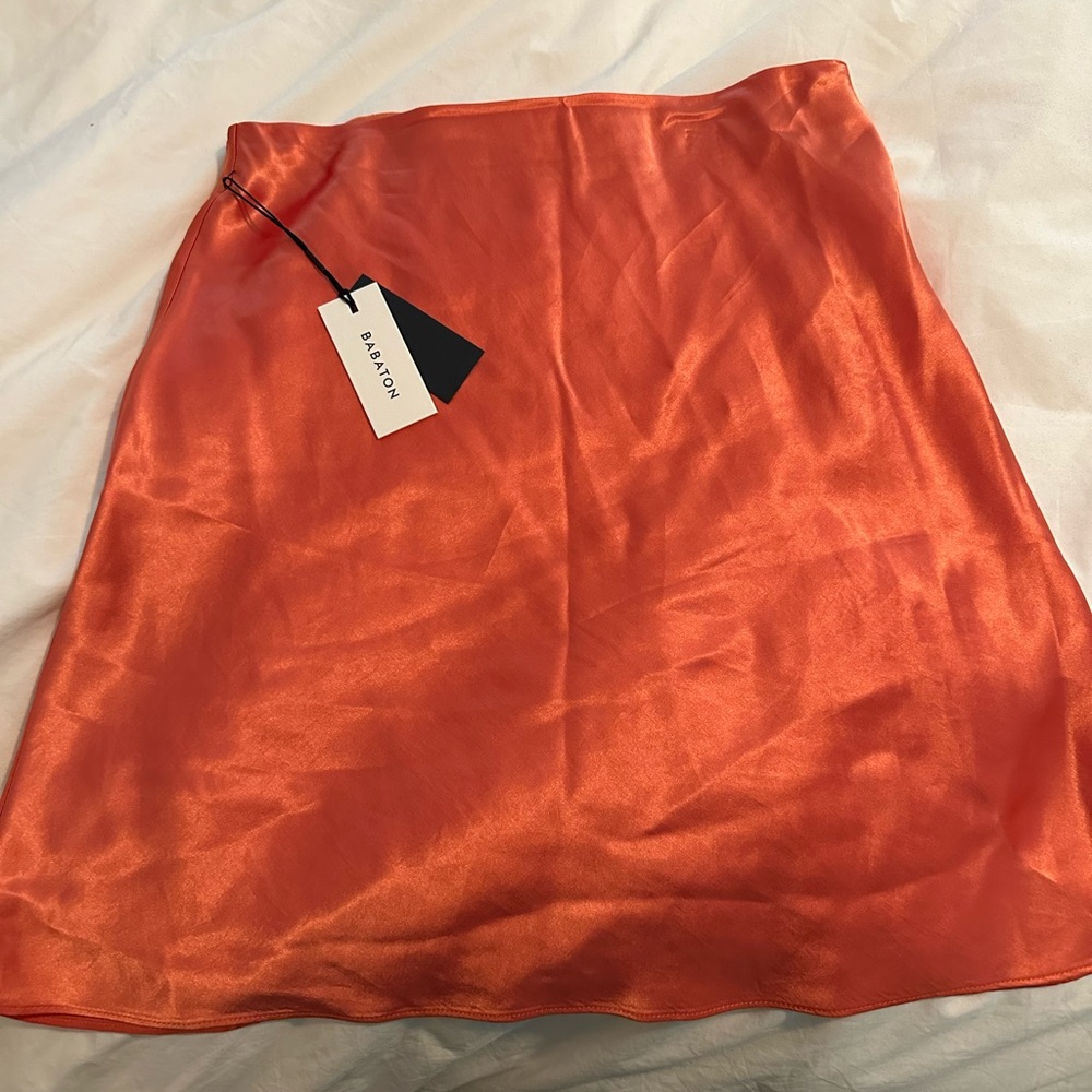 Aritzia satin orange miniskirt NEW